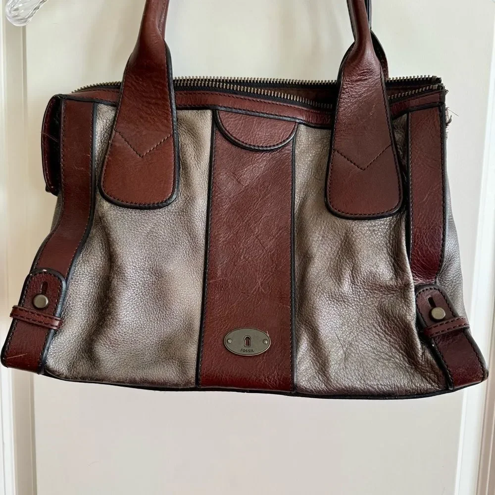 Fossil Brown and Silver Satchel